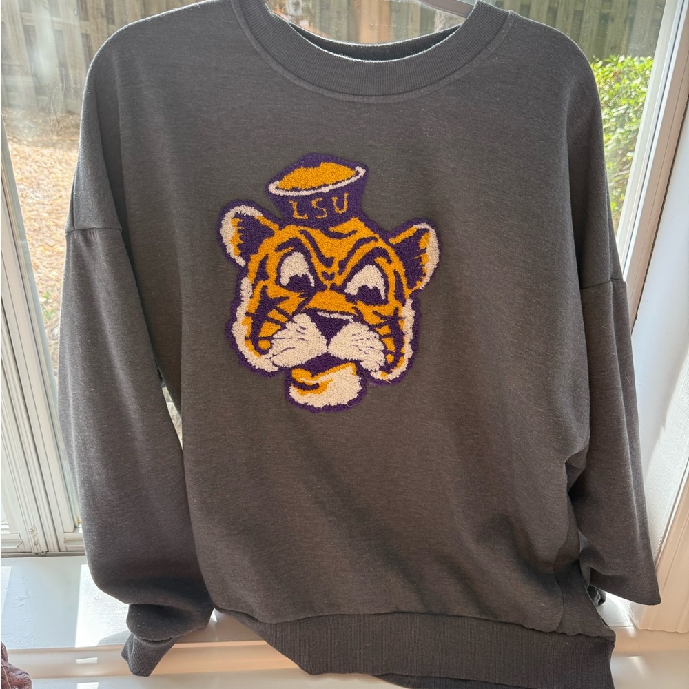 LSU Gray Sweater with Tiger Logo
